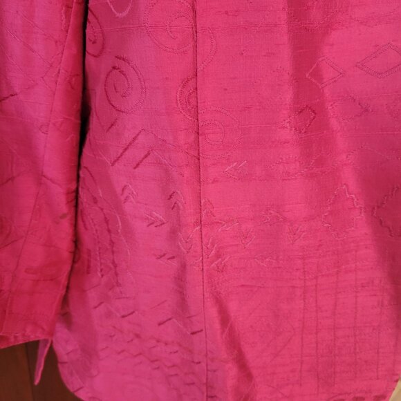 Coldwater Creek Womens PXL Pink Embrossed Silk Jacket - Picture 4 of 7